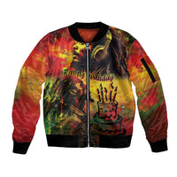 Happy Birthday King of Reggae Sleeve Zip Bomber Jacket - Wonder Print Shop