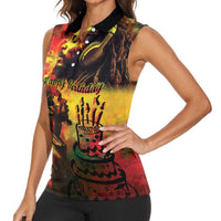 Happy Birthday King of Reggae Women Sleeveless Polo Shirt - Wonder Print Shop