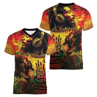 Happy Birthday King of Reggae Women V-Neck T-Shirt - Wonder Print Shop