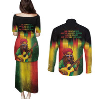 Honoring Reggae Legend Bob Birthday Couples Matching Puletasi and Long Sleeve Button Shirt LT9 - Wonder Print Shop