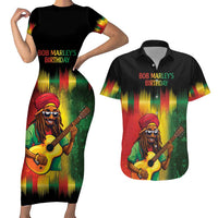 Honoring Reggae Legend Bob Birthday Couples Matching Short Sleeve Bodycon Dress and Hawaiian Shirt LT9 - Wonder Print Shop