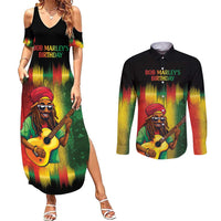 Honoring Reggae Legend Bob Birthday Couples Matching Summer Maxi Dress and Long Sleeve Button Shirt LT9 - Wonder Print Shop