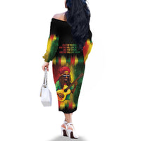 Honoring Reggae Legend Bob Birthday Family Matching Off The Shoulder Long Sleeve Dress and Hawaiian Shirt - Wonder Print Shop