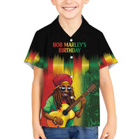 Honoring Reggae Legend Bob Birthday Family Matching Off The Shoulder Long Sleeve Dress and Hawaiian Shirt - Wonder Print Shop