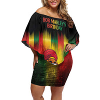Honoring Reggae Legend Bob Birthday Family Matching Off Shoulder Short Dress and Hawaiian Shirt LT9 - Wonder Print Shop