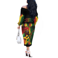 Honoring Reggae Legend Bob Birthday Off The Shoulder Long Sleeve Dress - Wonder Print Shop