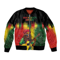 Honoring Reggae Legend Bob Birthday Sleeve Zip Bomber Jacket - Wonder Print Shop
