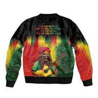 Honoring Reggae Legend Bob Birthday Sleeve Zip Bomber Jacket - Wonder Print Shop