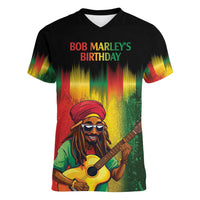 Honoring Reggae Legend Bob Birthday Women V-Neck T-Shirt - Wonder Print Shop