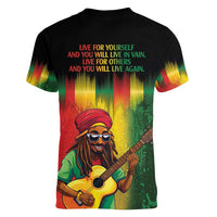 Honoring Reggae Legend Bob Birthday Women V-Neck T-Shirt - Wonder Print Shop