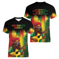 Honoring Reggae Legend Bob Birthday Women V-Neck T-Shirt - Wonder Print Shop