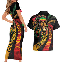 Jamaica Rastafarian Lion One Love Couples Matching Short Sleeve Bodycon Dress and Hawaiian Shirt LT9 - Wonder Print Shop