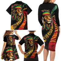 Jamaica Rastafarian Lion One Love Family Matching Long Sleeve Bodycon Dress and Hawaiian Shirt LT9 - Wonder Print Shop