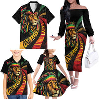 Jamaica Rastafarian Lion One Love Family Matching Off The Shoulder Long Sleeve Dress and Hawaiian Shirt - Wonder Print Shop