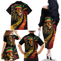 Jamaica Rastafarian Lion One Love Family Matching Off The Shoulder Long Sleeve Dress and Hawaiian Shirt - Wonder Print Shop