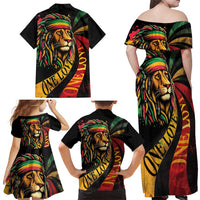 Jamaica Rastafarian Lion One Love Family Matching Off Shoulder Maxi Dress and Hawaiian Shirt LT9 - Wonder Print Shop