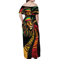 Jamaica Rastafarian Lion One Love Family Matching Off Shoulder Maxi Dress and Hawaiian Shirt LT9 - Wonder Print Shop