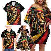Jamaica Rastafarian Lion One Love Family Matching Off Shoulder Short Dress and Hawaiian Shirt LT9 - Wonder Print Shop