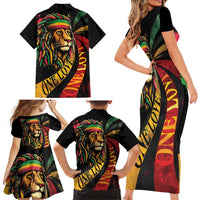 Jamaica Rastafarian Lion One Love Family Matching Short Sleeve Bodycon Dress and Hawaiian Shirt - Wonder Print Shop