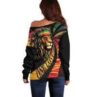 Jamaica Rastafarian Lion One Love Off Shoulder Sweater - Wonder Print Shop