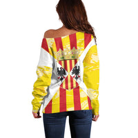 Kingdom of Trinacria Off Shoulder Sweater Est 1282 Animus Tuus Dominus - Wonder Print Shop