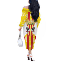 Kingdom of Trinacria Off The Shoulder Long Sleeve Dress Est 1282 Animus Tuus Dominus - Wonder Print Shop