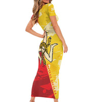 La Bandiera Regione Siciliana Short Sleeve Bodycon Dress - Wonder Print Shop