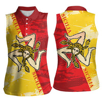 La Bandiera Regione Siciliana Women Sleeveless Polo Shirt - Wonder Print Shop