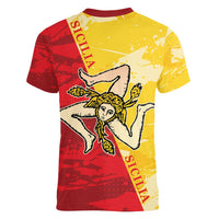 La Bandiera Regione Siciliana Women V-Neck T-Shirt - Wonder Print Shop