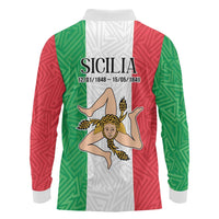 Sicilian Revolution of 1848 Long Sleeve Polo Shirt Bandiera del Regno di Sicilia 1848-1849 - Wonder Print Shop