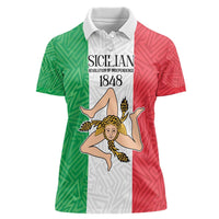 Sicilian Revolution of 1848 Women Polo Shirt Bandiera del Regno di Sicilia 1848-1849 - Wonder Print Shop