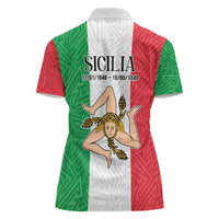 Sicilian Revolution of 1848 Women Polo Shirt Bandiera del Regno di Sicilia 1848-1849 - Wonder Print Shop