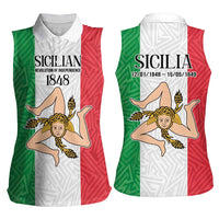 Sicilian Revolution of 1848 Women Sleeveless Polo Shirt Bandiera del Regno di Sicilia 1848-1849 - Wonder Print Shop