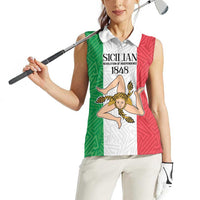 Sicilian Revolution of 1848 Women Sleeveless Polo Shirt Bandiera del Regno di Sicilia 1848-1849 - Wonder Print Shop