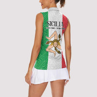 Sicilian Revolution of 1848 Women Sleeveless Polo Shirt Bandiera del Regno di Sicilia 1848-1849 - Wonder Print Shop