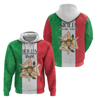 Sicilian Revolution of 1848 Zip Hoodie Bandiera del Regno di Sicilia 1848-1849 - Wonder Print Shop