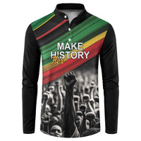 Make His-Herstories Button Sweatshirt Black Power Hand and Pan-African Flag LT9 - Wonder Print Shop