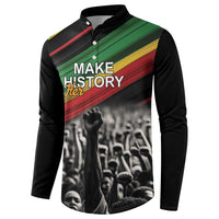 Make His-Herstories Button Sweatshirt Black Power Hand and Pan-African Flag LT9 - Wonder Print Shop