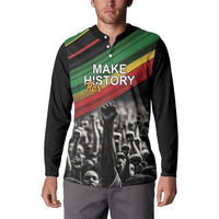 Make His-Herstories Button Sweatshirt Black Power Hand and Pan-African Flag LT9 - Wonder Print Shop