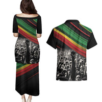 Make His-Herstories Couples Matching Puletasi and Hawaiian Shirt Black Power Hand and Pan-African Flag LT9 - Wonder Print Shop