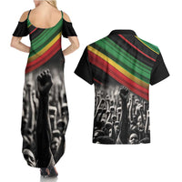 Make His-Herstories Couples Matching Summer Maxi Dress and Hawaiian Shirt Black Power Hand and Pan-African Flag LT9 - Wonder Print Shop