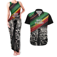Make His-Herstories Couples Matching Tank Maxi Dress and Hawaiian Shirt Black Power Hand and Pan-African Flag LT9 - Wonder Print Shop
