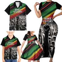 Make His-Herstories Family Matching Short Sleeve Bodycon Dress and Hawaiian Shirt Black Power Hand and Pan-African Flag - Wonder Print Shop