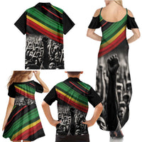 Make His-Herstories Family Matching Summer Maxi Dress and Hawaiian Shirt Black Power Hand and Pan-African Flag - Wonder Print Shop