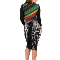 Make His-Herstories Long Sleeve Bodycon Dress Black Power Hand and Pan-African Flag - Wonder Print Shop
