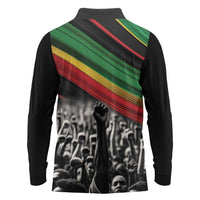 Make His-Herstories Long Sleeve Polo Shirt Black Power Hand and Pan-African Flag - Wonder Print Shop