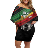 Make His-Herstories Off Shoulder Short Dress Black Power Hand and Pan-African Flag - Wonder Print Shop