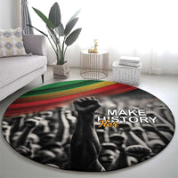 Make His-Herstories Round Carpet Black Power Hand and Pan-African Flag