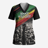African-American History Month Scrub Top Black Power Hand Make His-Herstories