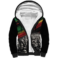Make His-Herstories Sherpa Hoodie Black Power Hand and Pan-African Flag - Wonder Print Shop